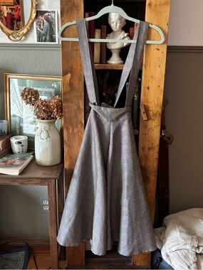 ModCloth Gray Plaid Suspender Skirt